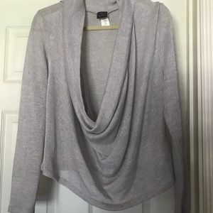 Silver gray cowl neck short sweater